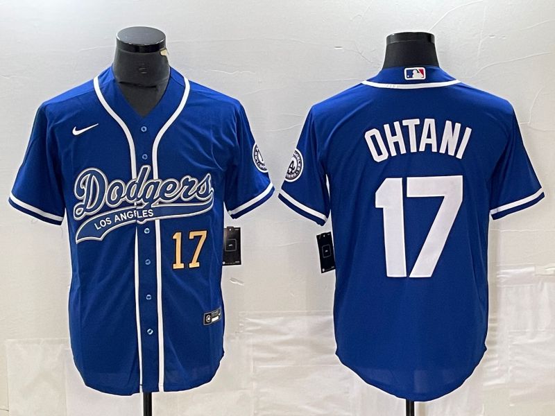 Men Los Angeles Dodgers 17 Ohtani Blue Nike Game MLB Jersey style 4
